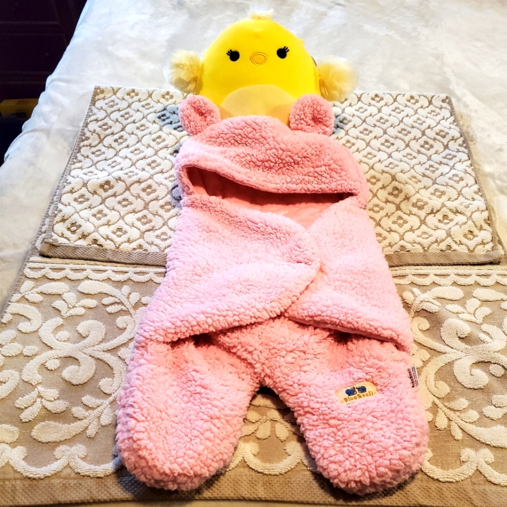 Blue snail faux sherpa stroller wrap
